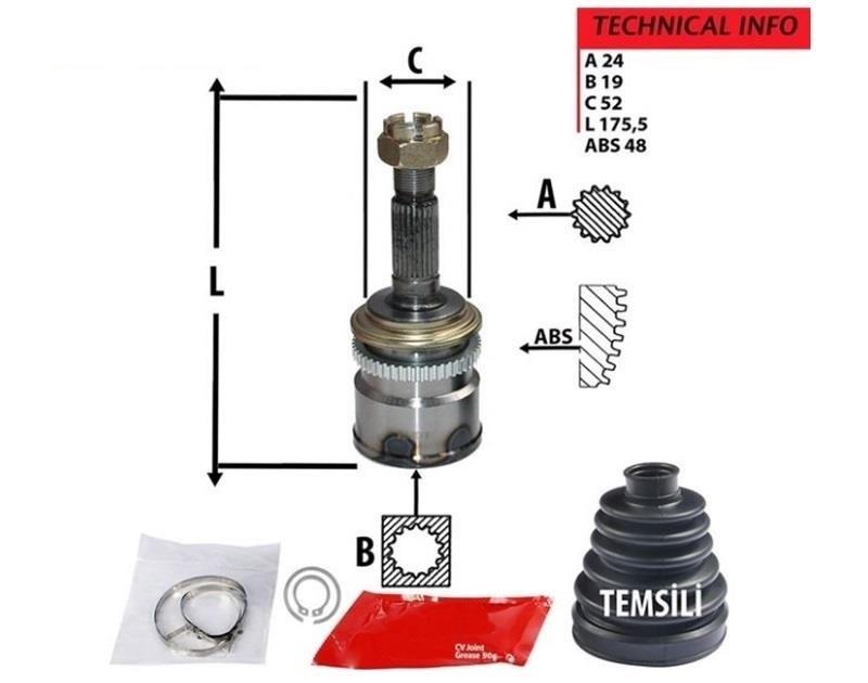 Aks Kafası Terios 1997-2004 1.3 4WD 24x19x52x48 Absli