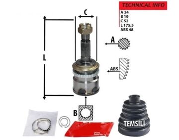 Aks Kafası Terios 1997-2004 1.3 4WD 24x19x52x48 Absli
