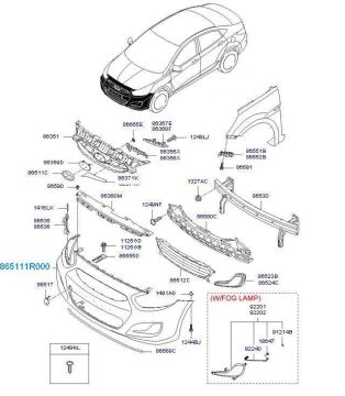 Ön Tampon Accent Blue 2011-2015 Sis Delikli